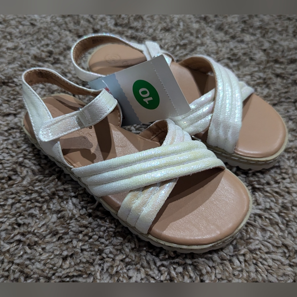 NEW Cat & Jack pearl iridescent sandals white girl size 10